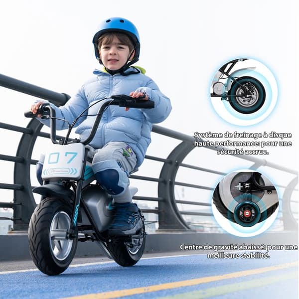 Elcykel för Barn 3-12 år - EVERCROSS - 300W - 100.8Wh Grå Blå