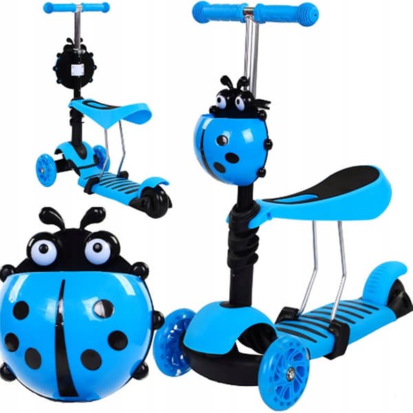 BARNRIKA PÅ EN TRE-HJUL SCOOTER MED SÄTE 3I1 BIEDRONKA LED