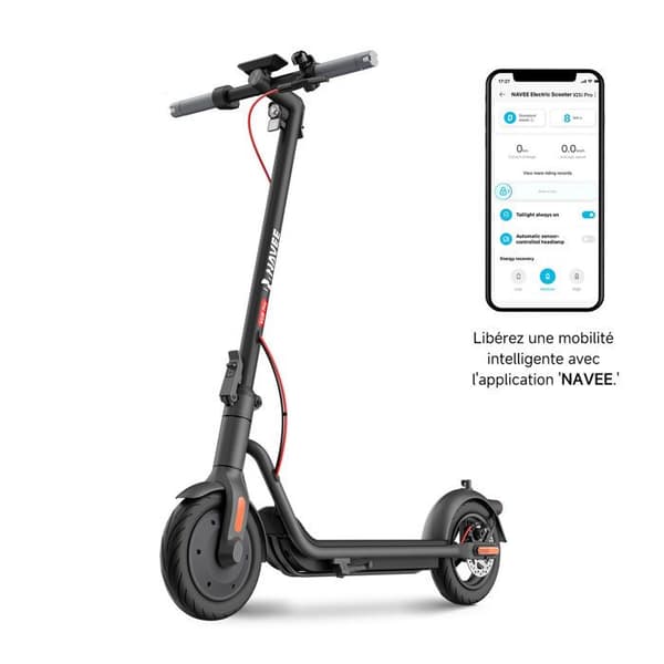 Trottinette Elektrisk NAVEE V50i Pro, 50 km Räckvidd, Max 25 km/h, 120 kg Maxlast, Motor 700W, Fällbar, BMS, Fällbar-Svart