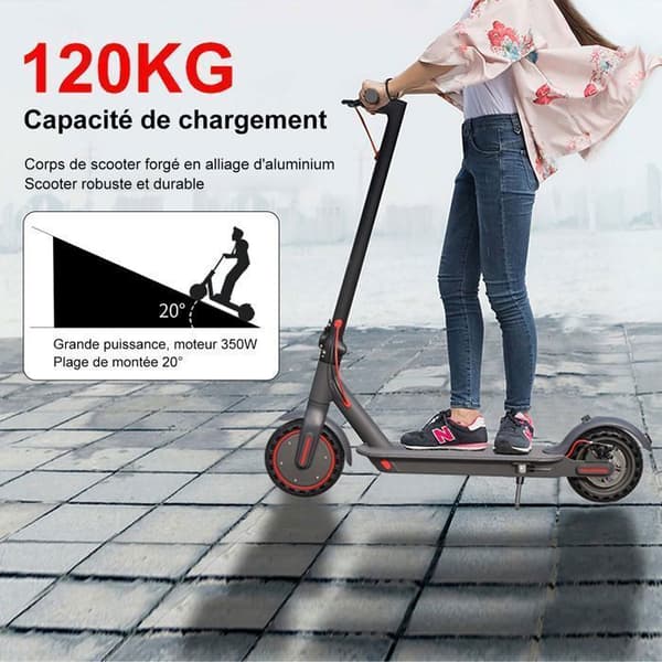 Trottinett elektrisk JUICEASE 365GO, 350W Vuxen Scooter, Räckvidd 20KM, 36V, 7.8Ah, 25KM/H, 8.5", APP, Fällbar, 120KG, Svart