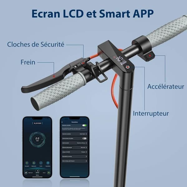 Trottinette elektrisk JUICEASE ES80 E Scooter, Räckvidd 35KM, 350W, Maxhastighet 25KM/H, 8.5", 36V 10.5Ah, APP, Fällbar, Svart