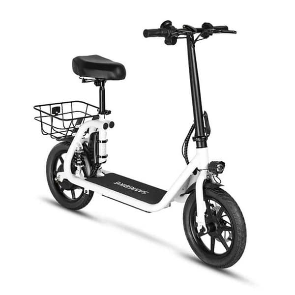 Samebike SM-C02 hopfällbar elektrisk sparkcykel med säte, 500W motor, 36V 13Ah batteri, 14" däck, dubbel skivbroms, gasreglage - Vit