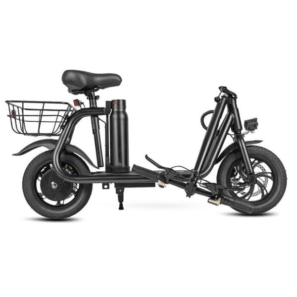 Samebike-SAMEBIKE SM-C01 Fällbar elektrisk sparkcykel med sits, Motor 350W, Batteri 36V 10.4Ah, 12"-med korg, Blå