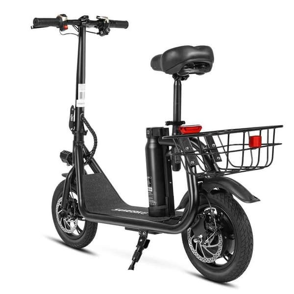 Samebike-SAMEBIKE SM-C01 Fällbar elektrisk sparkcykel med sits, Motor 350W, Batteri 36V 10.4Ah, 12"-med korg, Blå