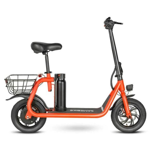 Samebike-SAMEBIKE SM-C01 Fällbar elektrisk sparkcykel med sits, Motor 350W, Batteri 36V 10.4Ah, 12"-med korg, Blå