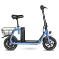 Miniatyrbild 1 av 6: Samebike-SAMEBIKE SM-C01 Fällbar elektrisk sparkcykel med sits, Motor 350W, Batteri 36V 10.4Ah, 12"-med korg, Blå