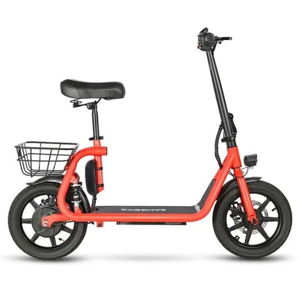Samebike SM-C02 hopfällbar elektrisk sparkcykel med säte, Motor 500W, 36V 13Ah batteri, 14" däck, Dubbel skivbroms Gasreglage - Röd