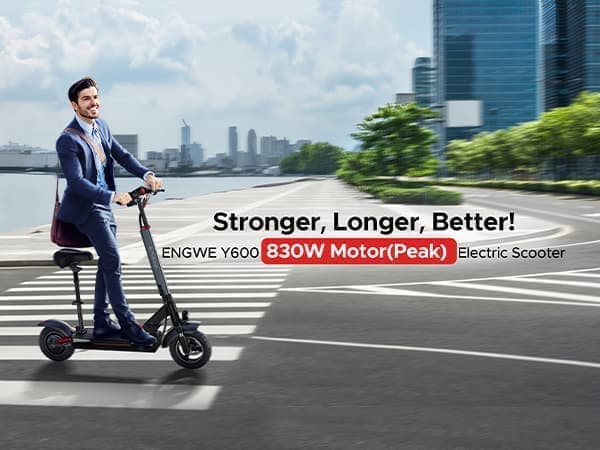 ENGWE Y600 elektrisk skoter: 600 W motor, 70 km räckvidd, 10x4,0 terrängdäck och trippelfjädring för urbana äventyr