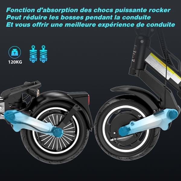 Hopfällbar elektrisk skoter - HITWAY - 8,5" uppblåsbara däck - 500W - APP - 48V 15,6Ah batteri - H6 Scooter Svart &amp; Röd