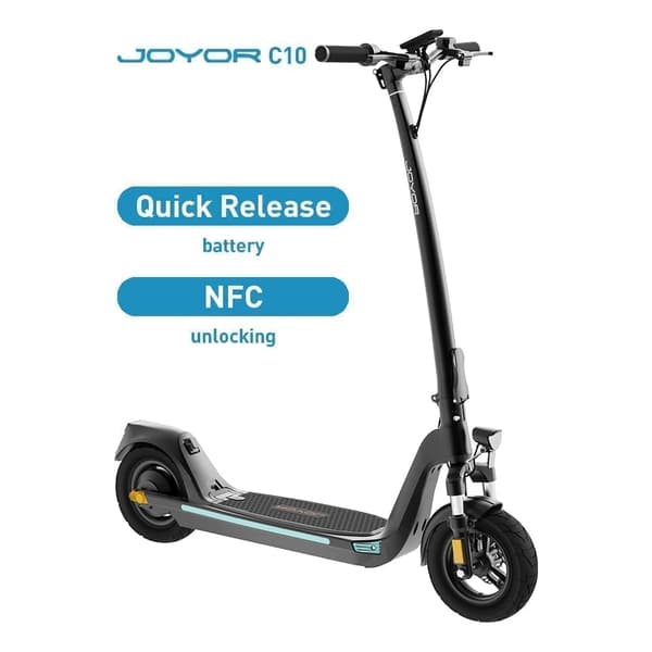 JOYOR C10 elektrisk scooter - 500W motor 48V10.4AH batteri 50KM rækkevidde skivebremser - sort