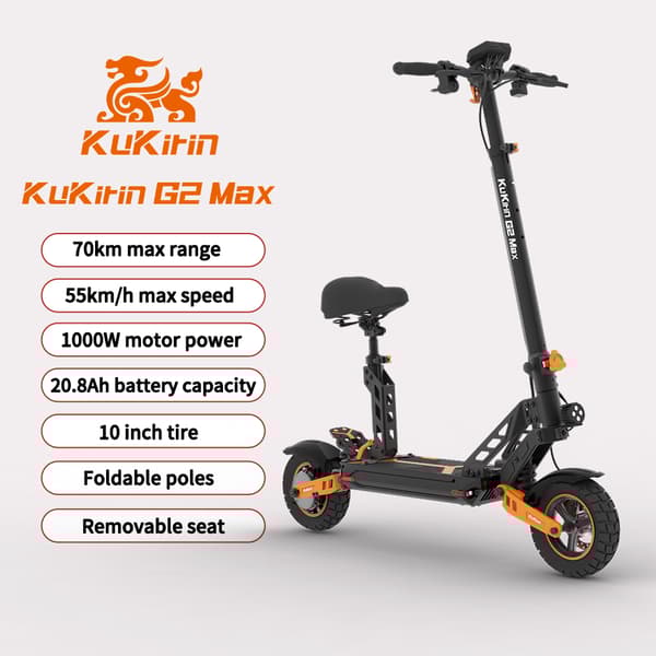 KUKIRIN G2 MAX elektrisk scooter 10*2,75'' terrængående dæk med pneumatisk gummi