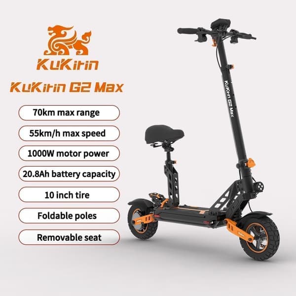 KUKIRIN G2 MAX elektrisk scooter 10*2,75'' terrængående dæk med pneumatisk gummi