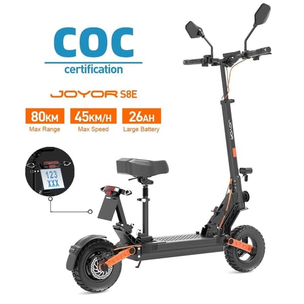 JOYOR S8E foldbar elektrisk scooter, 800W motor, 48V 26AH, 10 tommer dæk, 45 km/t, 80 km, NFC-skærm
