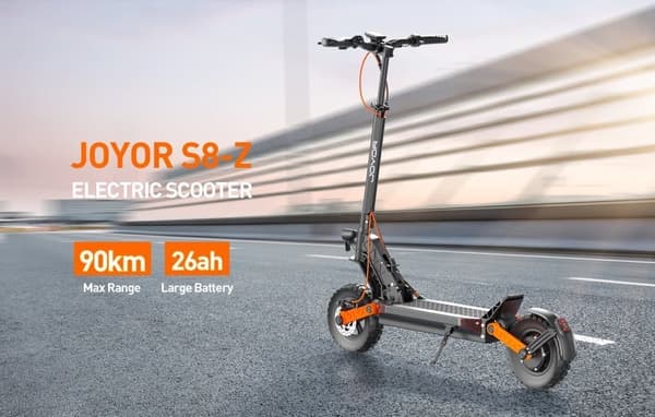 JOYOR-S8-S-Z-foldbar elektrisk scooter 600W dobbeltdrevsmotorrækkevidde-80 km - 10-tommer terrængående dæk for og bag hydraulisk