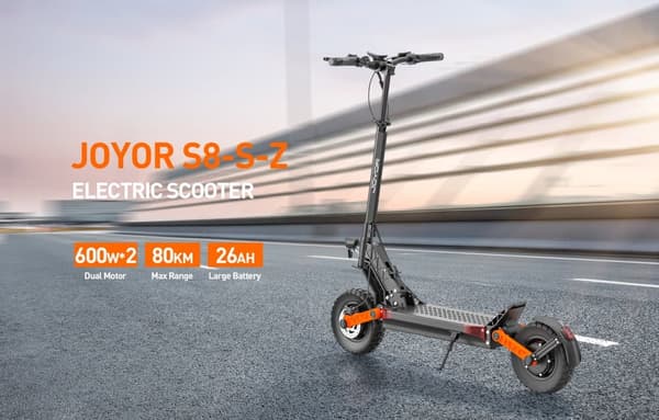 JOYOR S8-S-Z taitettava sähköskootteri, 600W*2 kaksoisvetomoottori, kantama 75 km, 10 tuuman maastorenkaat, hydrauliset etu- ja takajarrut