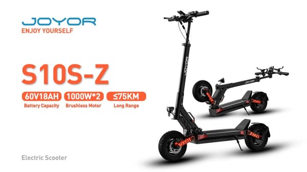 JOYOR S10-S-Z aikuisten sähköskootteri, 1000W*2 kaksoisvetomoottori, 60V 18AH akku, 10 tuuman maastorengas, huippunopeus 60km/h, taitettava