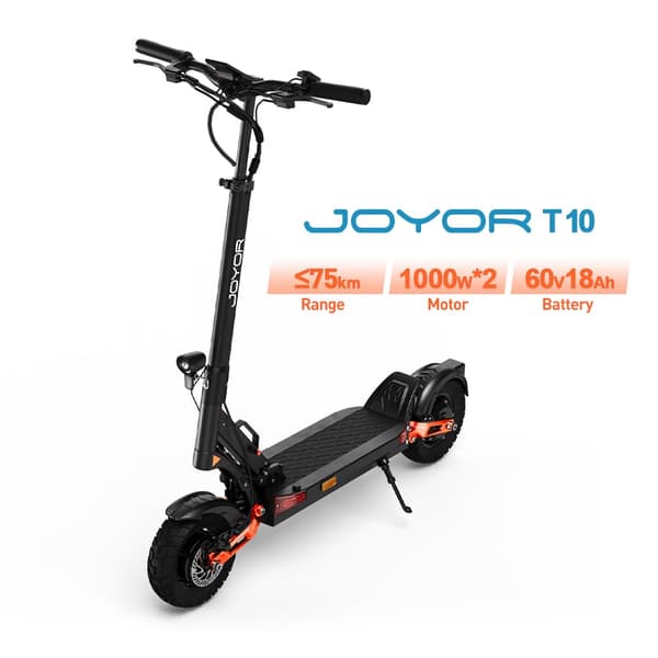 1,986 / 5,000 Joyor T10 Elscooter med 60V 18Ah Batteri | 75 km Räckvidd | 1000WX2 Motor | Hydrauliska Bromsar och Överlägsen Prestanda