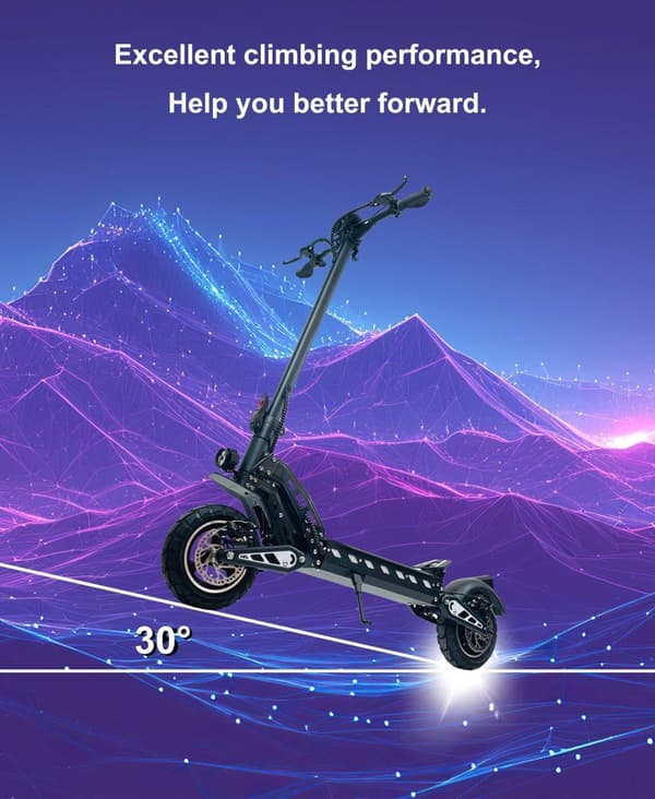 DriveTron DT10 48V 20.8Ah Dual Drive sähköskootteri – 60 km/h, 70 km:n kantama, 30° mäkikiipeilykyky, 10*3.0 tuuman tyhjiörengas