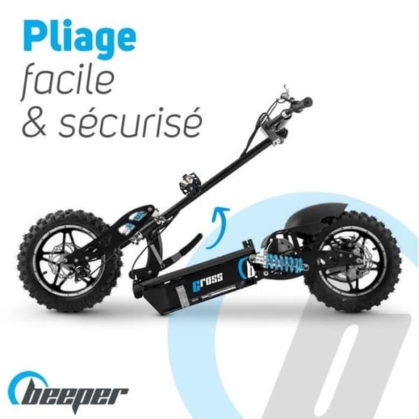 Cross FX1600 elektrisk skoter - BEEPER - 14" hjul - 1600W - Svart