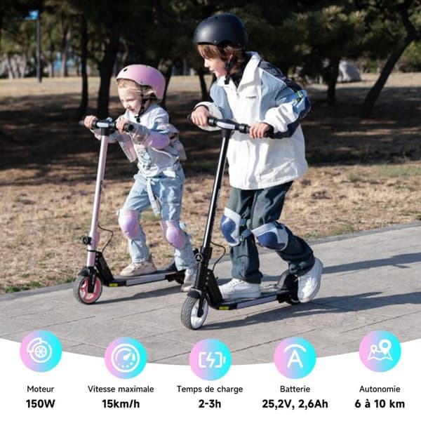 Fällbar elektrisk sparkcykel för barn 6-12 år - RCB R12 - Digital skärm - färgglada neonljus - Superpresent Blå