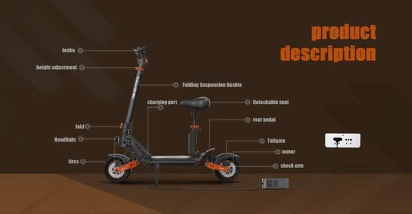 Kukirin G2 Max 1000W 20.8AH elskoter, 55km/h & 70km räckvidd, 10" däck, ihålig designkropp, justerbar teleskopstång