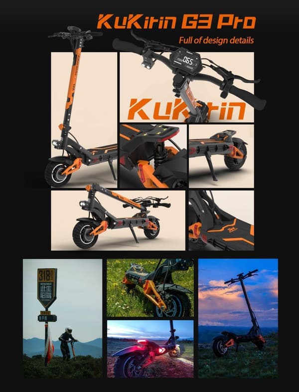Kukirin G3 pro elskoter 52V 23.3AH 80KM 120KG LCD 2400W 65km-h