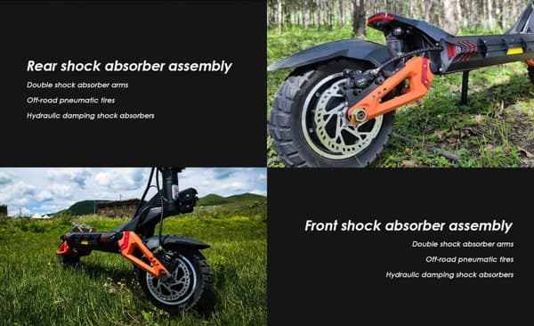 KuKirin G3 Pro elektrisk scooter, 1200w*2 dobbeltdrevsmotor, dobbelte opladningsporte, maks. hastighed 65 km/t, oliebremser foran og