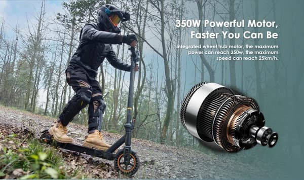 KuKirin S1 Max Vikbar elektrisk skoter 8 tum,350W motor,36V 10.4AH batteri,topphastighet 30Km/h,räckvidd 39km,3-växlad läge