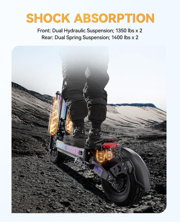OOTD D99 Off Road elektrisk scooter 13", 3000W*2 dobbelte motorer, 60V 40AH batteri, tophastighed 85 km/t, maksimal rækkevidde 120 km, foldbar