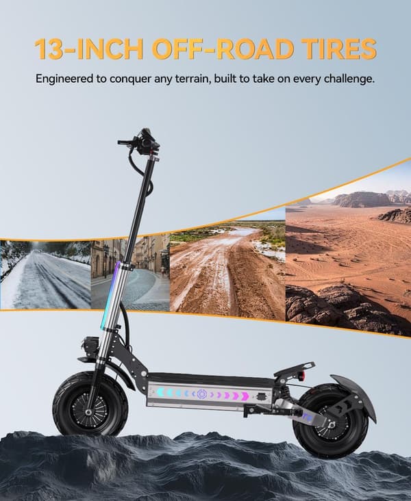 OOTD D99 Off Road elektrisk scooter 13", 3000W*2 dobbelte motorer, 60V 40AH batteri, tophastighed 85 km/t, maksimal rækkevidde 120 km, foldbar