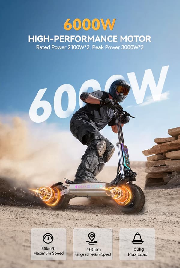 OOTD D99 Elektrisk skoter,3000W*2 Motor,40AH batteri,13-tums stadsdäck för terräng, FRAM OCH BAK SPING STÖTDÄMPARE