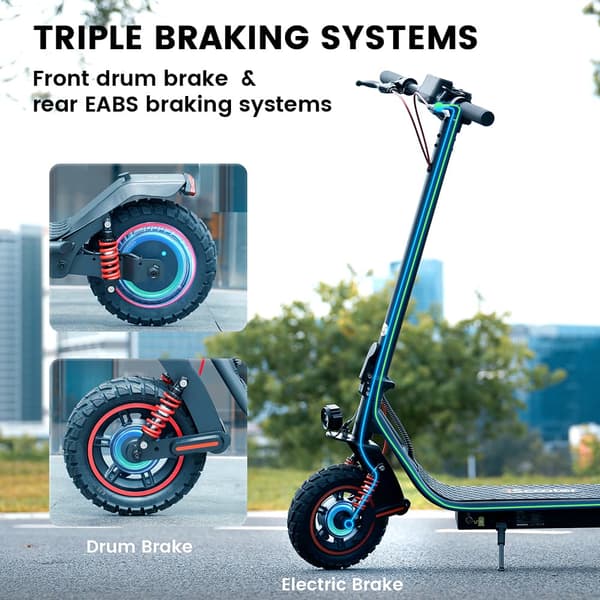 iScooter i10Pro Elscooter 800W Motor, 60 km Räckvidd, 45 km/h Hastighet, Dubbla Bromsar Perfekt för Stadspendling