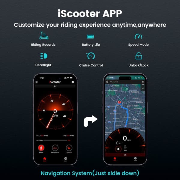 iScooter i10Pro Elscooter 800W Motor, 60 km Räckvidd, 45 km/h Hastighet, Dubbla Bromsar Perfekt för Stadspendling