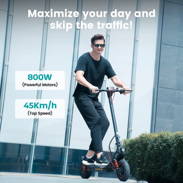iScooter i10Pro Elscooter 800W Motor, 60 km Räckvidd, 45 km/h Hastighet, Dubbla Bromsar Perfekt för Stadspendling