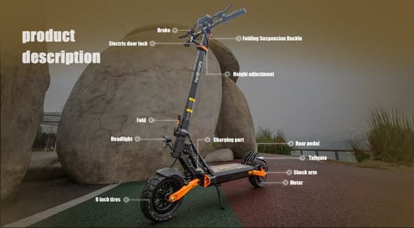 KuKirin G2 Pro VMP elektrisk scooter - 65 km rækkevidde, 500W motor, dobbelte skivebremser, IP54 vandtæt - Commuter elektrisk scooter