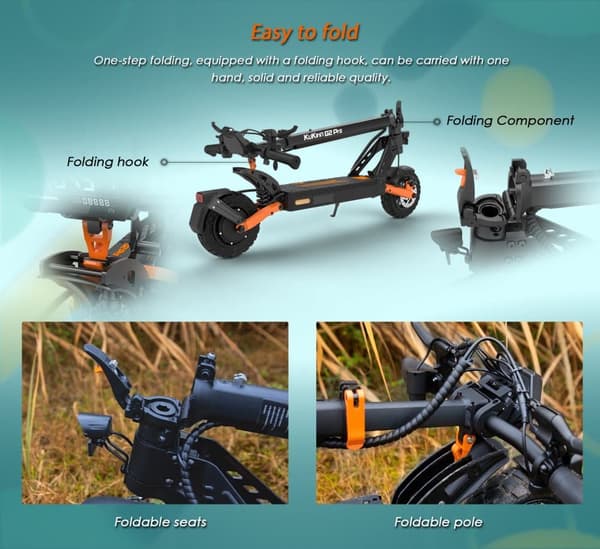 KuKirin G2 Pro VMP elektrisk scooter - 65 km rækkevidde, 500W motor, dobbelte skivebremser, IP54 vandtæt - Commuter elektrisk scooter