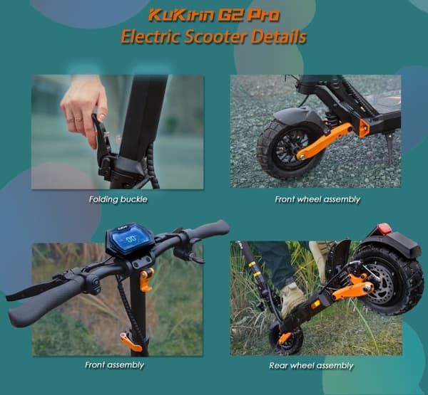 KuKirin G2 Pro VMP elektrisk scooter - 65 km rækkevidde, 500W motor, dobbelte skivebremser, IP54 vandtæt - Commuter elektrisk scooter