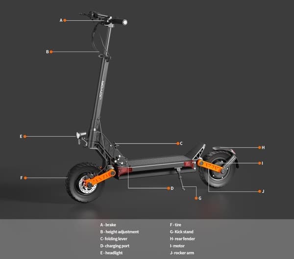 JOYOR S10-S-Z Dual Motor 1000W sähköskootteri - 60km/h, 75km toimintasäde, hydrauliset jarrut, 10" maastorenkaat - taitettava ja tehokas työmatkapyörä