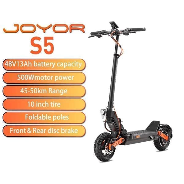 JOYOR S5 sähköskootteri aikuisille 500 W moottori 48V13AH akku sähköskootteri 10 tuuman ilmarengas kaupungin työmatka sähköskootteri