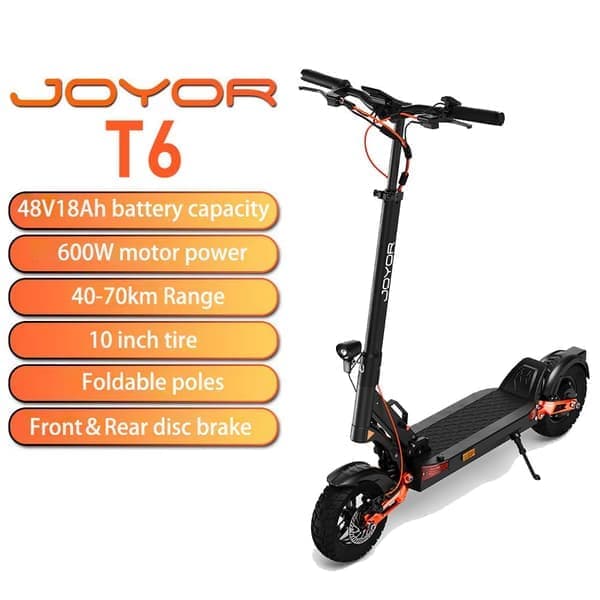 JOYOR T6 sähköskootteri aikuisille 600 W moottori 48V18AH akku taitettava sähköskootteri 10 tuuman maastorengas kaupunkiskootteri