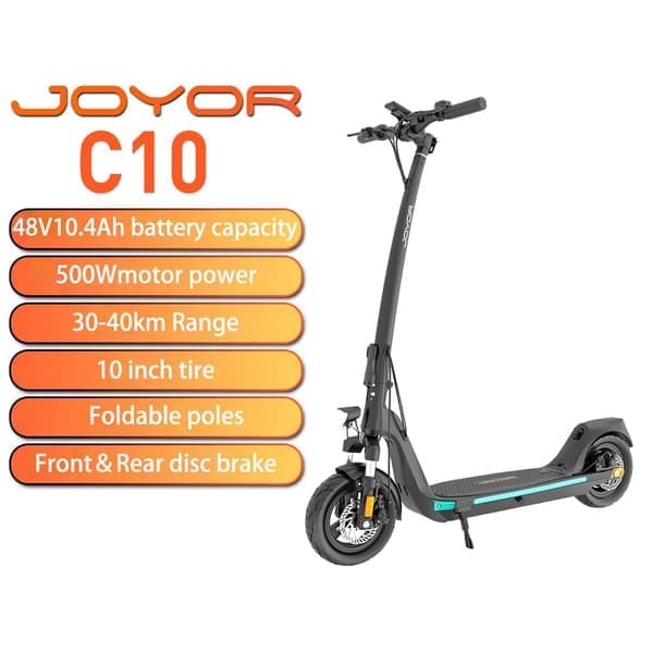 JOYOR C10 sähköskootteri aikuisille 500 W moottori 48V10.4AH akku sähköskootteri 10 tuuman ilmarengas kaupunkien työmatka sähköskootteri