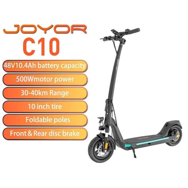 JOYOR C10 sähköskootteri aikuisille 500 W moottori 48V10.4AH akku sähköskootteri 10 tuuman ilmarengas kaupunkien työmatka sähköskootteri
