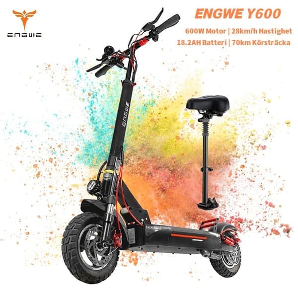 ENGWE Y600 2025 Seneste elektriske scooter med 600W motor 18.2AH elektrisk scooter, 70 km rækkevidde, 10*4.0 dæk, aftageligt sæde elektrisk scooter