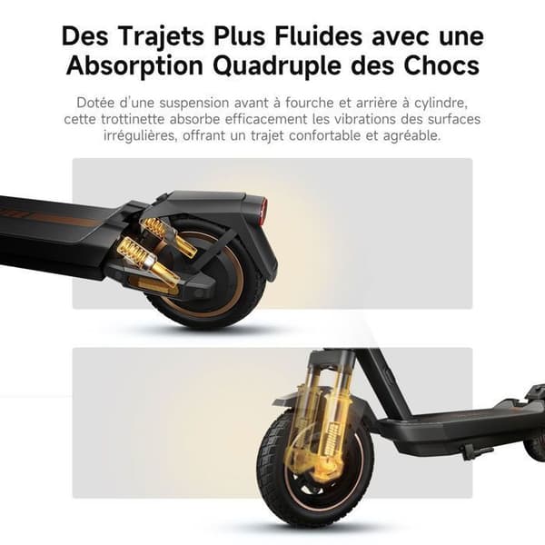 Trottinett Électrique NAVEE GT3, Räckvidd 50km, Maxhastighet 25km/h, Däck 10", 700W Max, antispinnsystem TCS, Fällbar - Svart