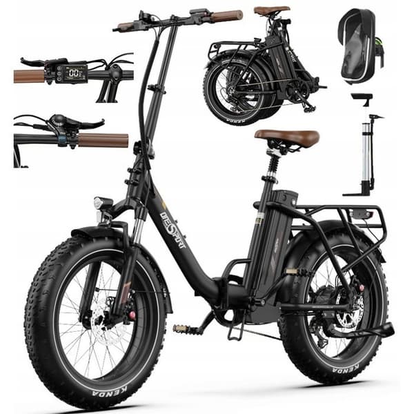 ONESPORT Elektrisk scooter OT16 Max 48V 18Ah 500W 50km/h 120km 20*4" FR Enkel att transportera Bärbar Svart Brun