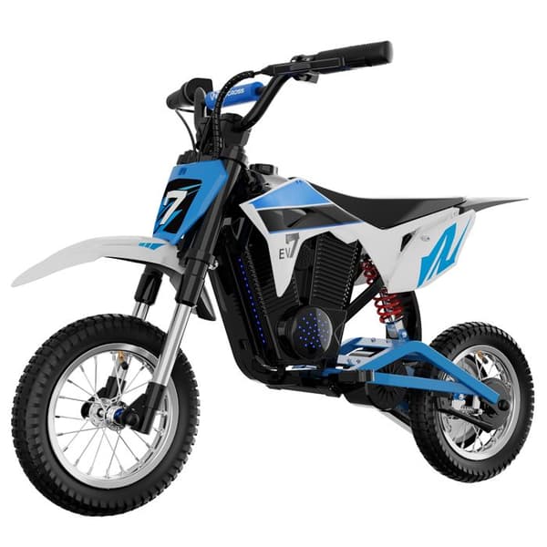 EVERCROSS TECH EV12M Pro Elcykel Barn, 300W Motor, 3 Hastighetslägen, 15 KM, 12'' Däck, Bluetooth Musik Present Blå