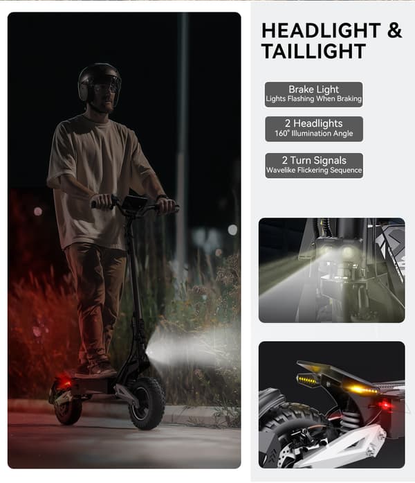 OOTD T10 foldbar elektrisk scooter 500W, 48V13.5AH batteri, 11" terrængående dæk, tophastighed 50 km, rækkevidde 35-45 km, skivebremser for og bag