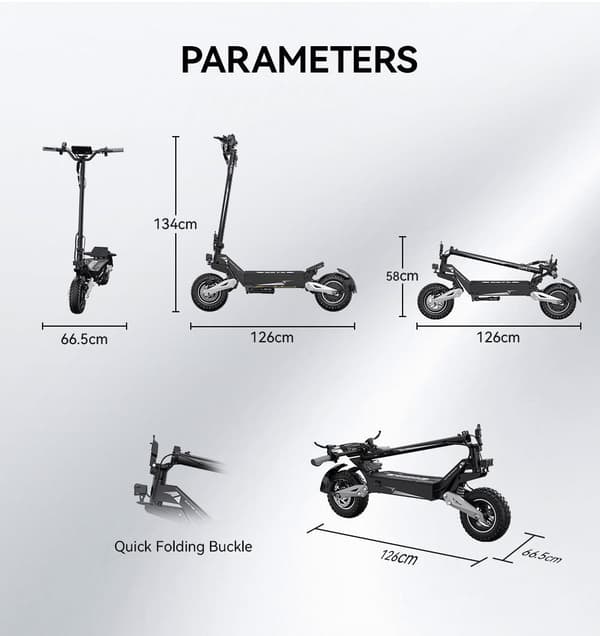 OOTD T10 foldbar elektrisk scooter 500W, 48V13.5AH batteri, 11" terrængående dæk, tophastighed 50 km, rækkevidde 35-45 km, skivebremser for og bag
