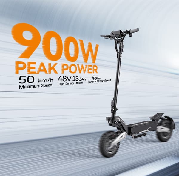 OOTD T10 elektrisk scooter, 500W motor, op til 50 km/t, 13,5AH batteri, udholdenhed på ca. 35-45 km, foldbar.