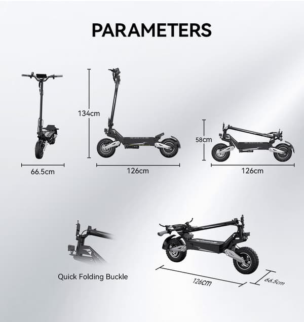 OOTD T10 elektrisk scooter, 500W motor, op til 50 km/t, 13,5AH batteri, udholdenhed på ca. 35-45 km, foldbar.